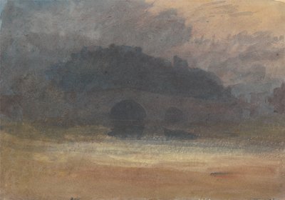 Evening Landscape with Castle and Bridge in Yorkshire by Joseph Mallord William Turner